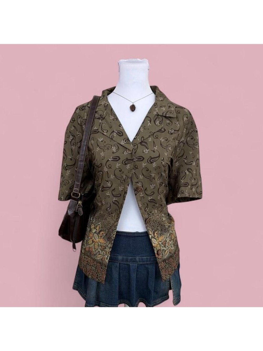90s paisley boho button down shirt